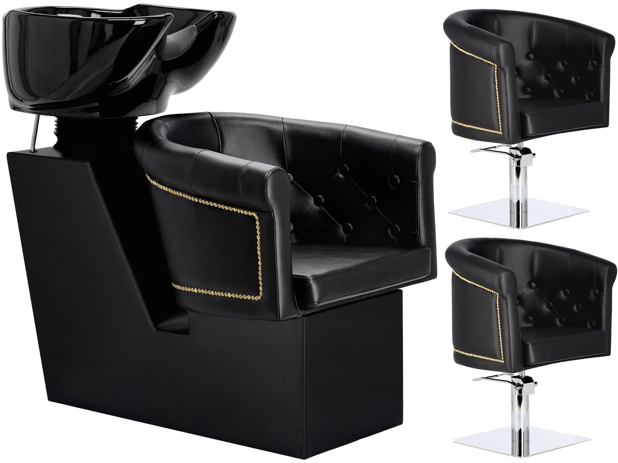 Bruno black set lavabo per parrucchiere e 2 poltrone idrauliche girevoli  per parrucchieri lavabo a bacinella mobile miscelatore in ceramica  rubinetteria - Enzo Italy