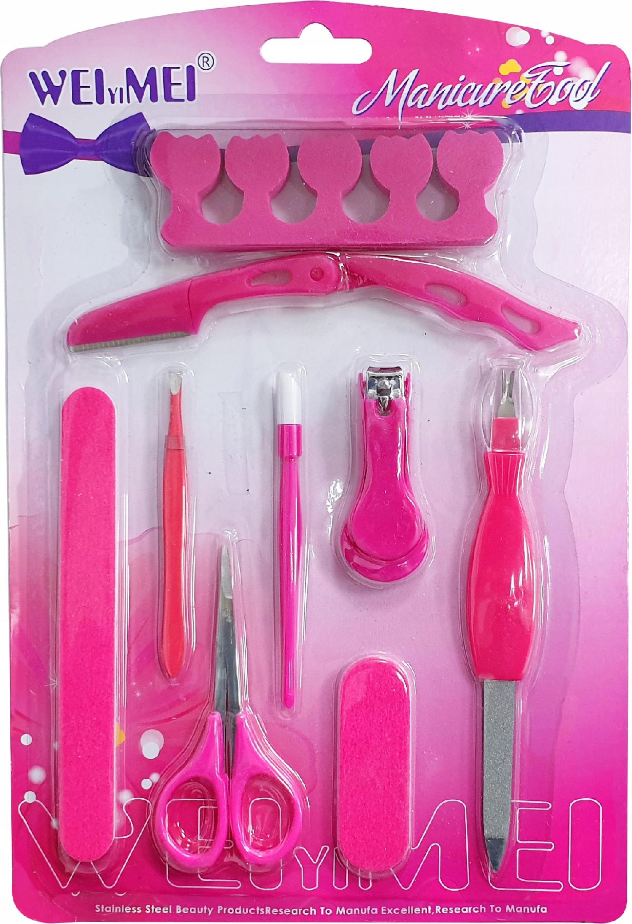 SET ACCESSORI PER MANICURE TRIMMER FORBICI LIMA PINZETTE TAGLIAUNGHIE ROSA  - Enzo Italy