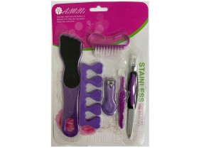 SET ACCESSORI PER MANICURE TRIMMER FORBICI LIMA PINZETTE TAGLIAUNGHIE ROSA  - Enzo Italy